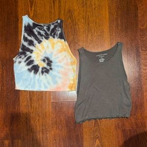 2 American Eagle Soft and Sexy Ribbed Cropped Tanks